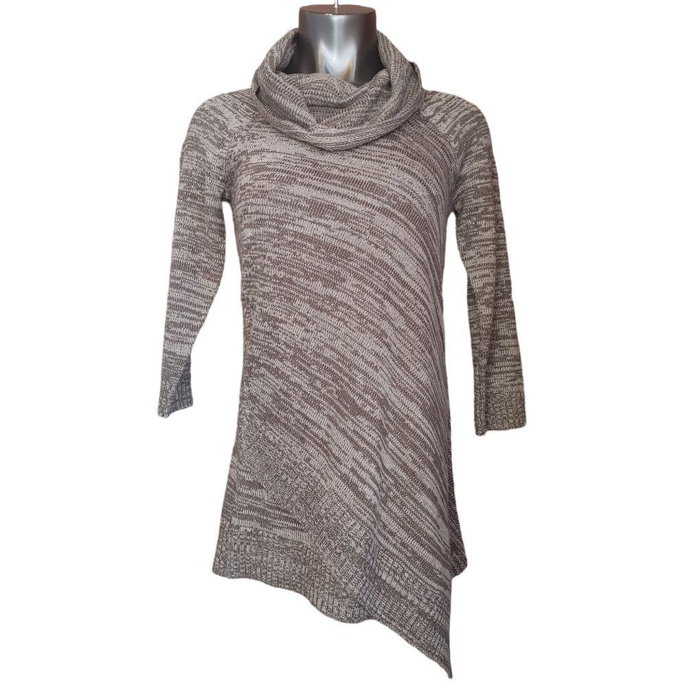 Design 365 Gray Long Sleeve Cowl Neck Asymmetrical Tunic Sweater Dress Size S